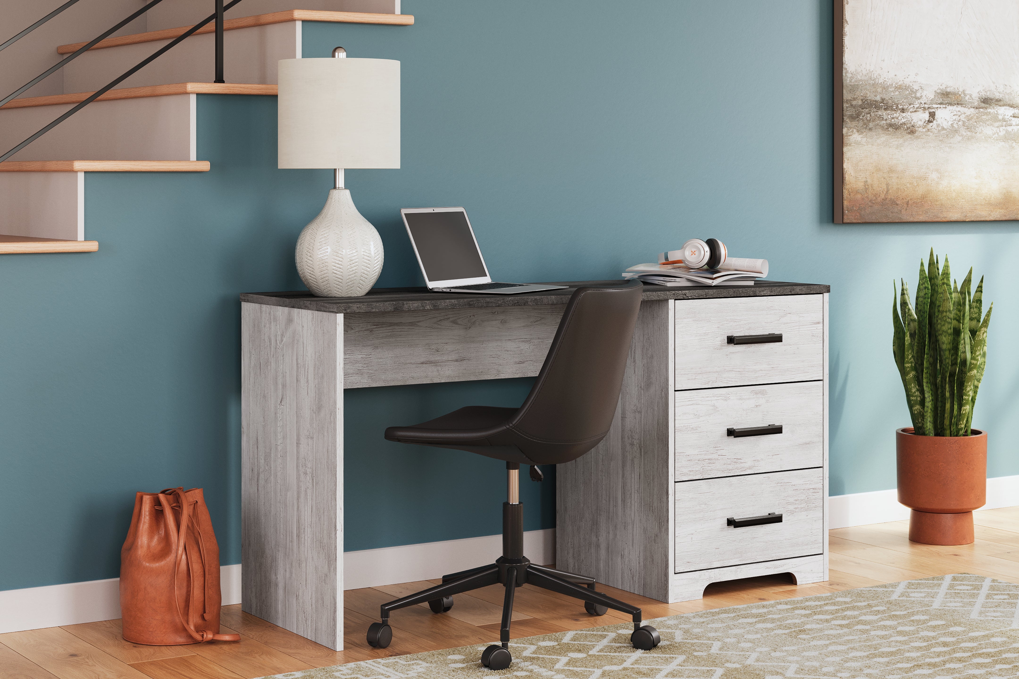 Sectionals for Less - Ashley Furniture - Shawburn Office Desk - Home Office Desk / White/Dark Charcoal Gray - H4121-34