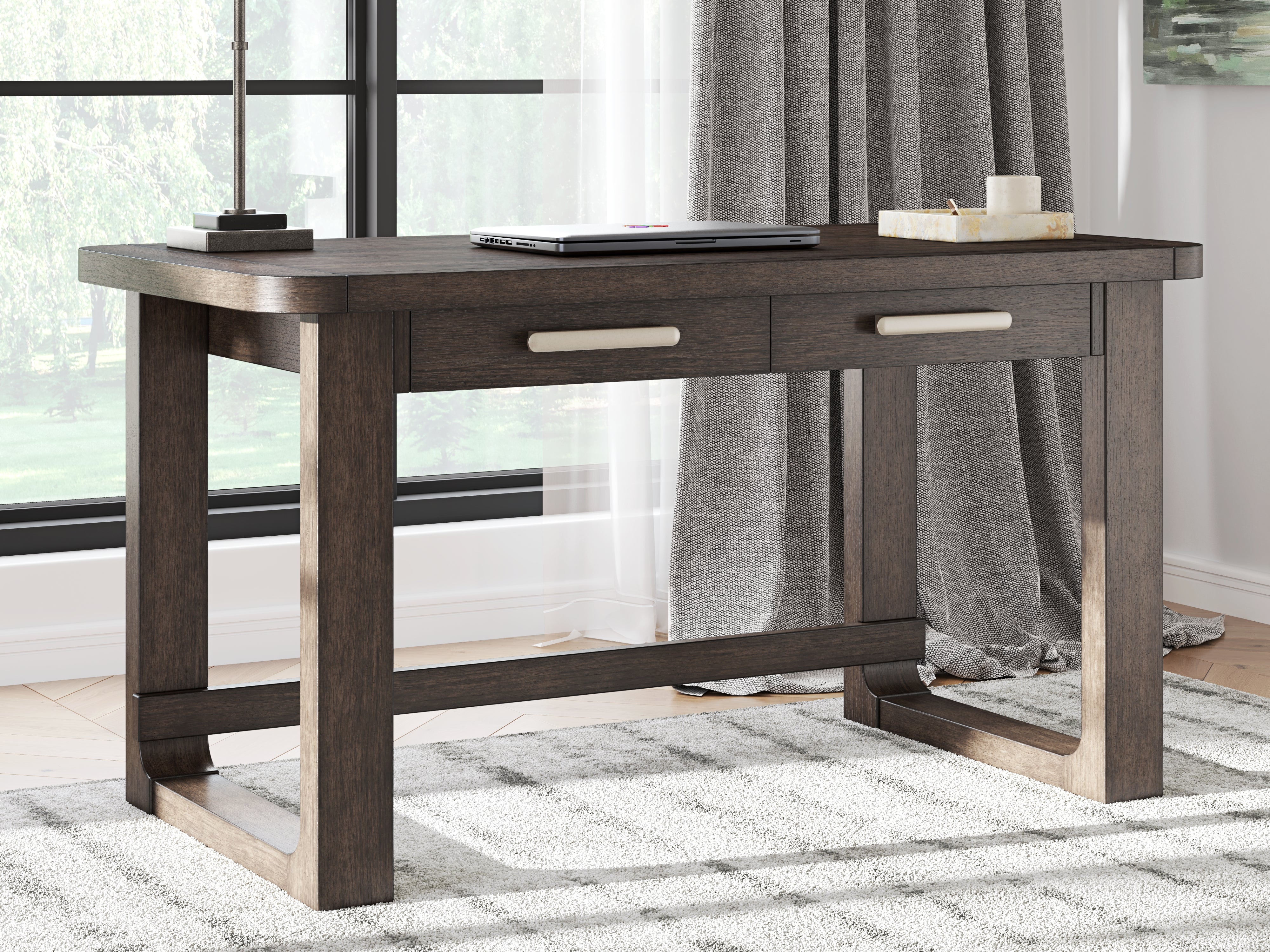 Sectionals for Less - Ashley Furniture - Breckington Office Desk - Home Office Desk / Dark Brown - H556-44