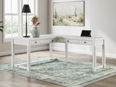 Sectionals for Less - Ashley Furniture - Robbinsdale Office Desk - L-Shaped Home Office Desk / Antique White - H742H1