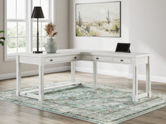 Sectionals for Less - Ashley Furniture - Robbinsdale Office Desk - L-Shaped Home Office Desk / Antique White - H742H1