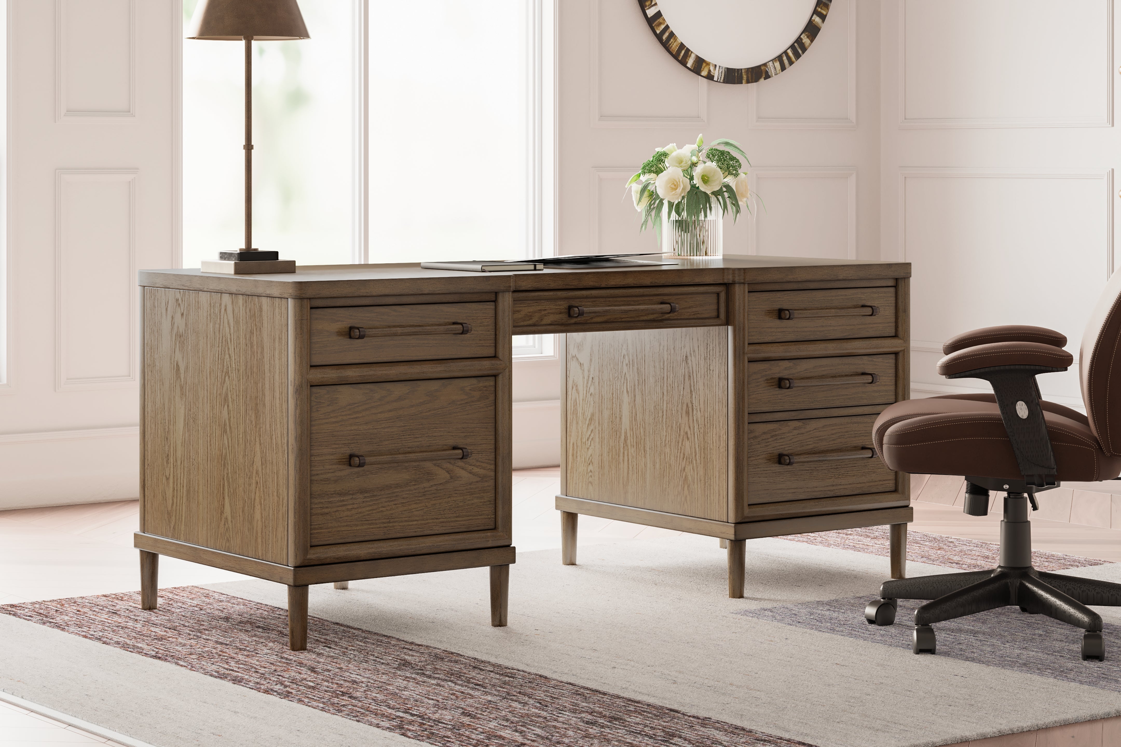 Sectionals for Less - Ashley Furniture - Roanhowe Office Desk - Home Office Desk / Brown - H769-21