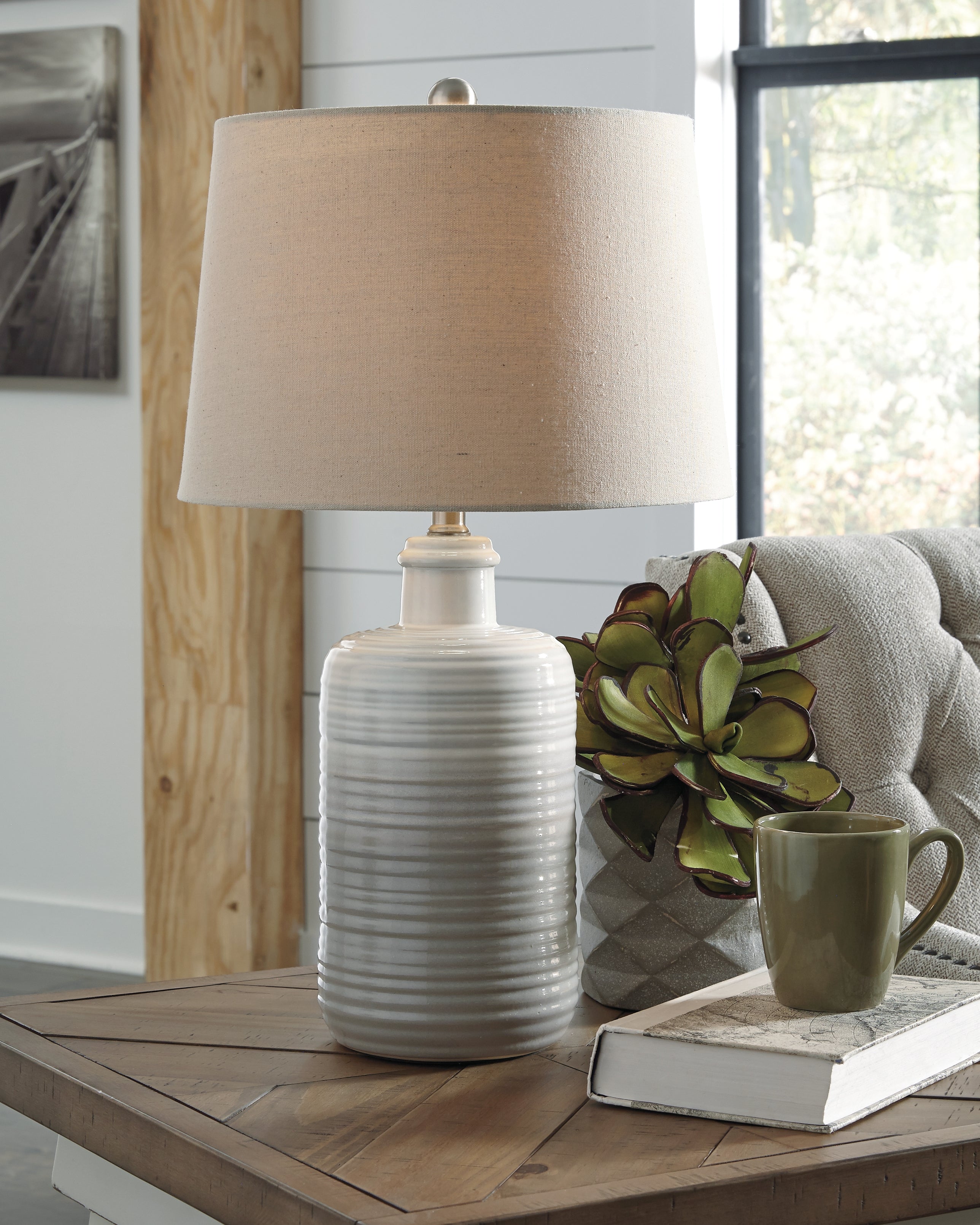 Sectionals for Less - Ashley Furniture - Marnina Lighting - Ceramic Table Lamp (Set of 2) / Taupe - L121854