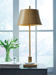 Sectionals for Less - Ashley Furniture - Fritzburn Lighting - Metal Table Lamp (1/CN) / Gold Finish/White - L208444