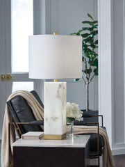 Sectionals for Less - Ashley Furniture - Linderfield Lighting - Alabaster Table Lamp (1/CN) / White/Gold Finish - L429094
