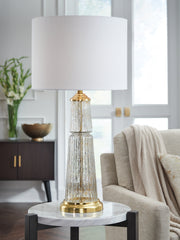 Sectionals for Less - Ashley Furniture - Bakersboro Lighting - Glass Table Lamp (1/CN) / Clear/Gold Finish - L430884