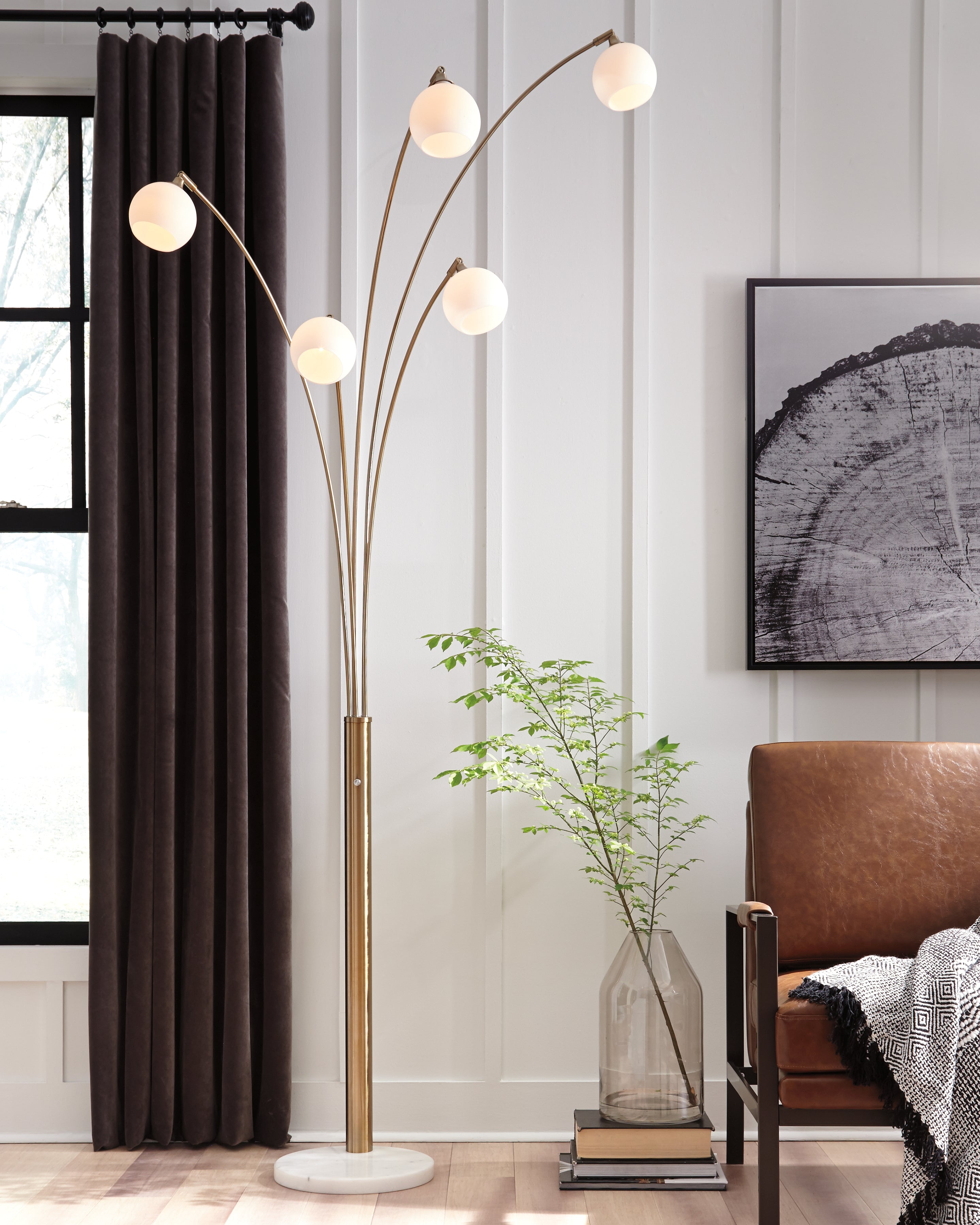Sectionals for Less - Ashley Furniture - Taliya Lighting - Metal Arc Lamp (1/CN) / Champagne/White - L725119