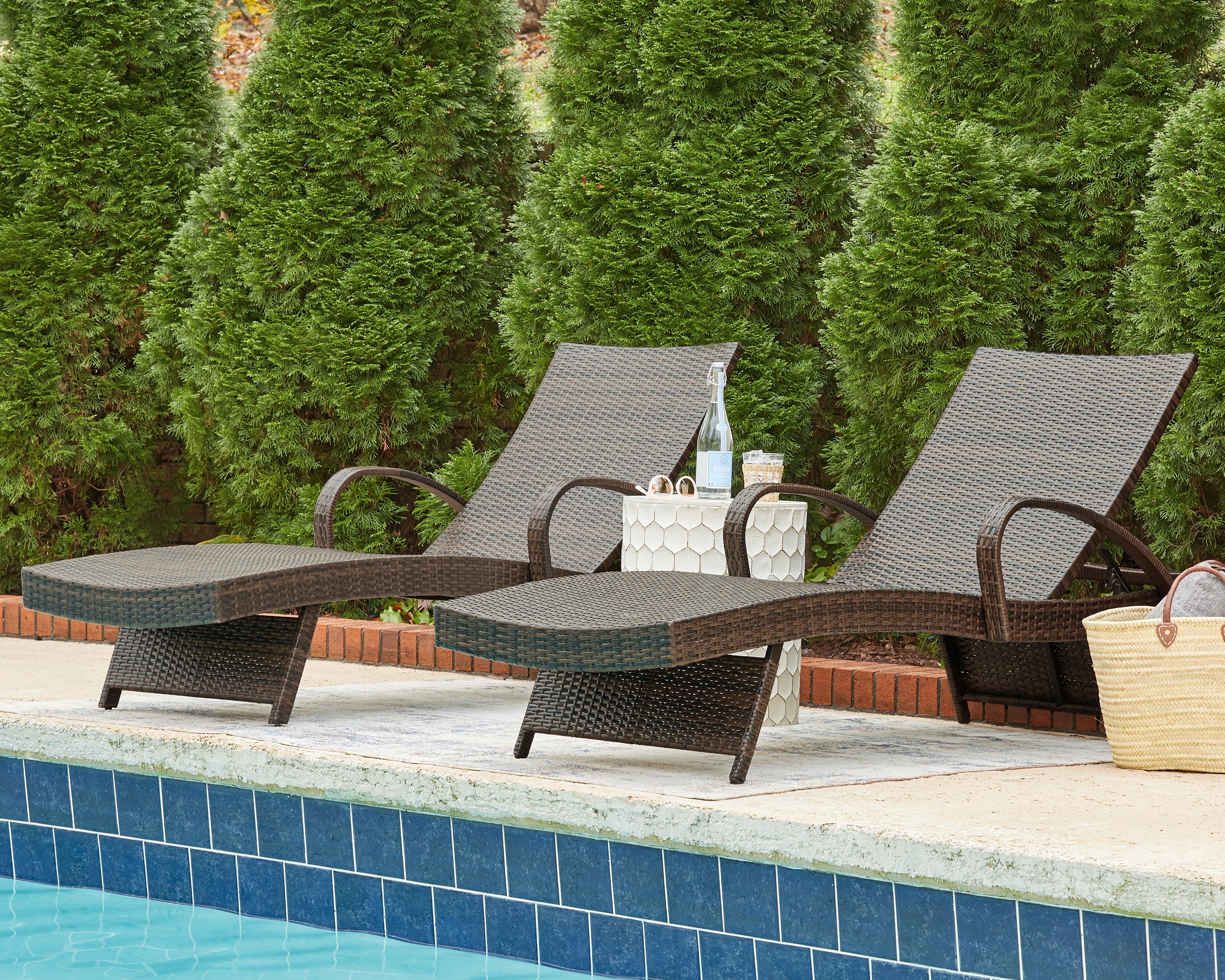 Sectionals for Less - Ashley Furniture - Kantana Outdoor - Chaise Lounge (Set of 2) / Brown - P283-815
