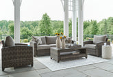 Sectionals for Less - Ashley Furniture - Oasis Court Outdoor - Sofa/Chairs/Table Set (4/CN) / Gray - P335-081