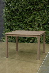 Sectionals for Less - Ashley Furniture - Aria Plains Outdoor - Square Dining Table w/UMB OPT / Brown - P359-615