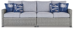 Sectionals for Less - Ashley Furniture - Naples Beach Outdoor - RAF/LAF Loveseat w/CUSH (Set of 2) / Light Gray - P439-854