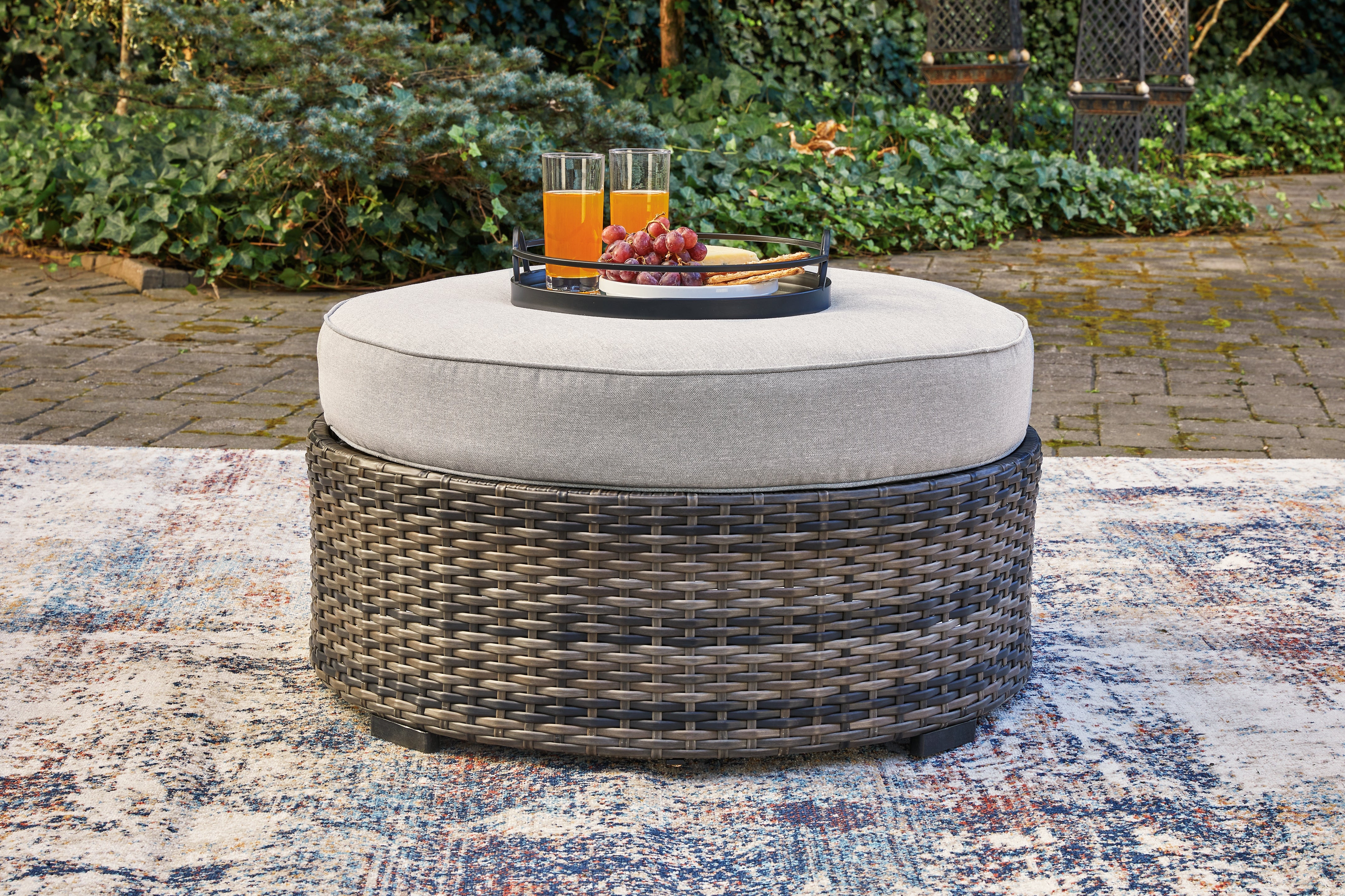 Sectionals for Less - Ashley Furniture - Harbor Court Outdoor - Ottoman with Cushion / Gray - P459-814