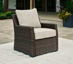 Sectionals for Less - Ashley Furniture - Brook Ranch Outdoor - Sofa SEC/Bench w/CUSH (3/CN) / Brown - P465-822