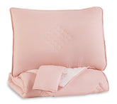 Sectionals for Less - Ashley Furniture - Lexann Full Comforter Set - Full Comforter Set / Pink/White/Gray - Q901003F