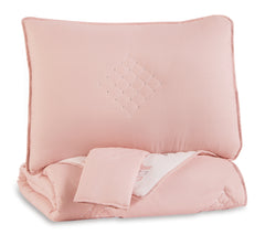 Sectionals for Less - Ashley Furniture - Lexann Full Comforter Set - Full Comforter Set / Pink/White/Gray - Q901003F
