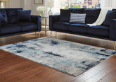 Sectionals for Less - Ashley Furniture - Leonelle Rug - 5'3" x 7'3" Rug / Cream/Blue/Gray - R404872