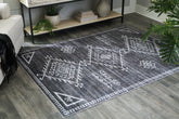 Sectionals for Less - Ashley Furniture - Arloman Rug - 5' x 7' Washable Rug / Black/Cream/Gray - R405932