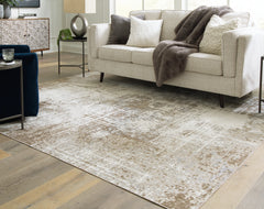 Sectionals for Less - Ashley Furniture - Grifflain Rug - 5'1" x 7' Washable Rug / Tan/Brown/Gray - R406232