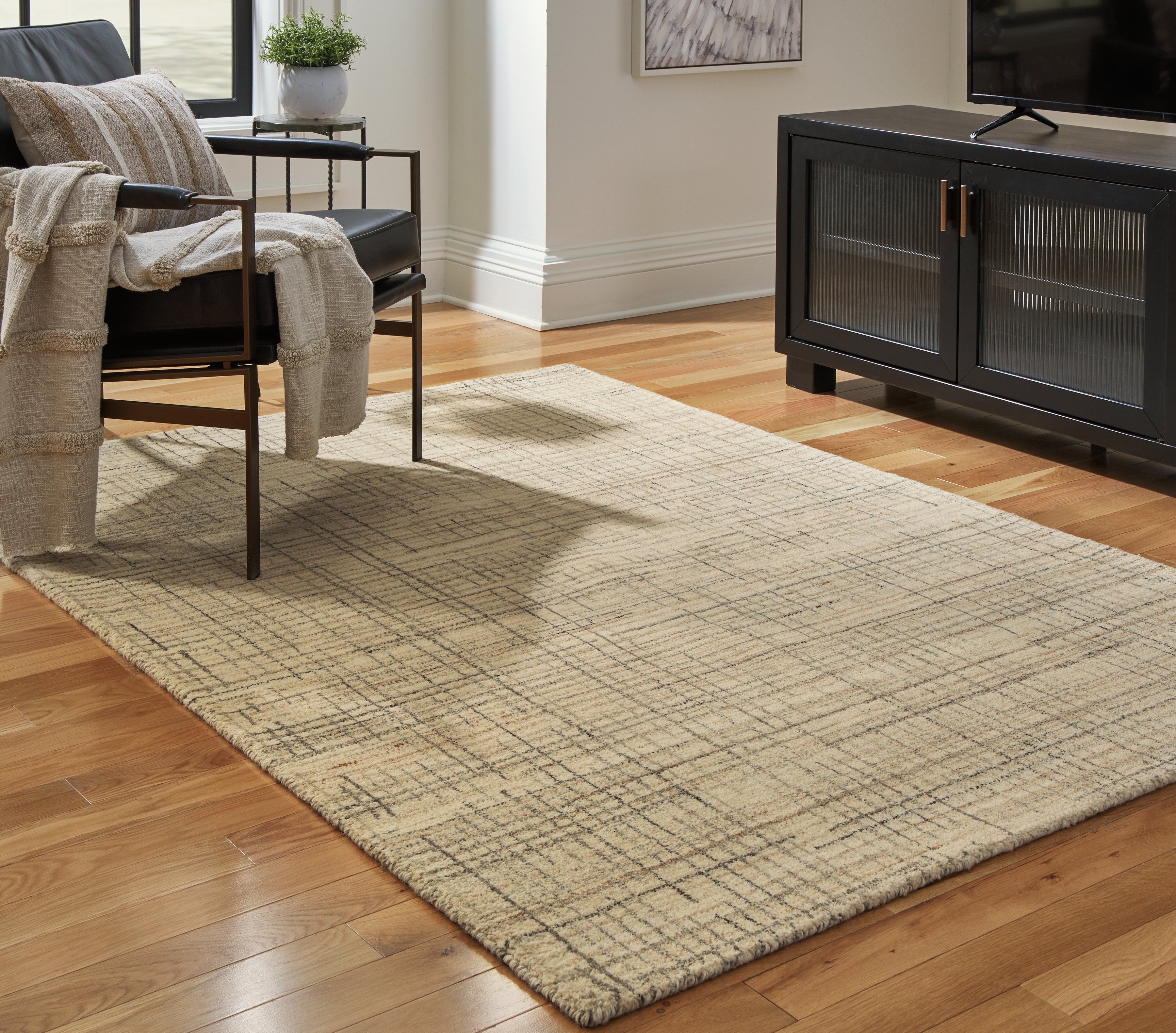 Sectionals for Less - Ashley Furniture - Janston Rug - 5' x 7' Rug / Ivory/Gray/Tan - R406862