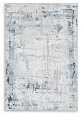 Sectionals for Less - Ashley Furniture - Emertonly Rug - 5' x 7' Washable Rug / Blue/White/Gray - R406982