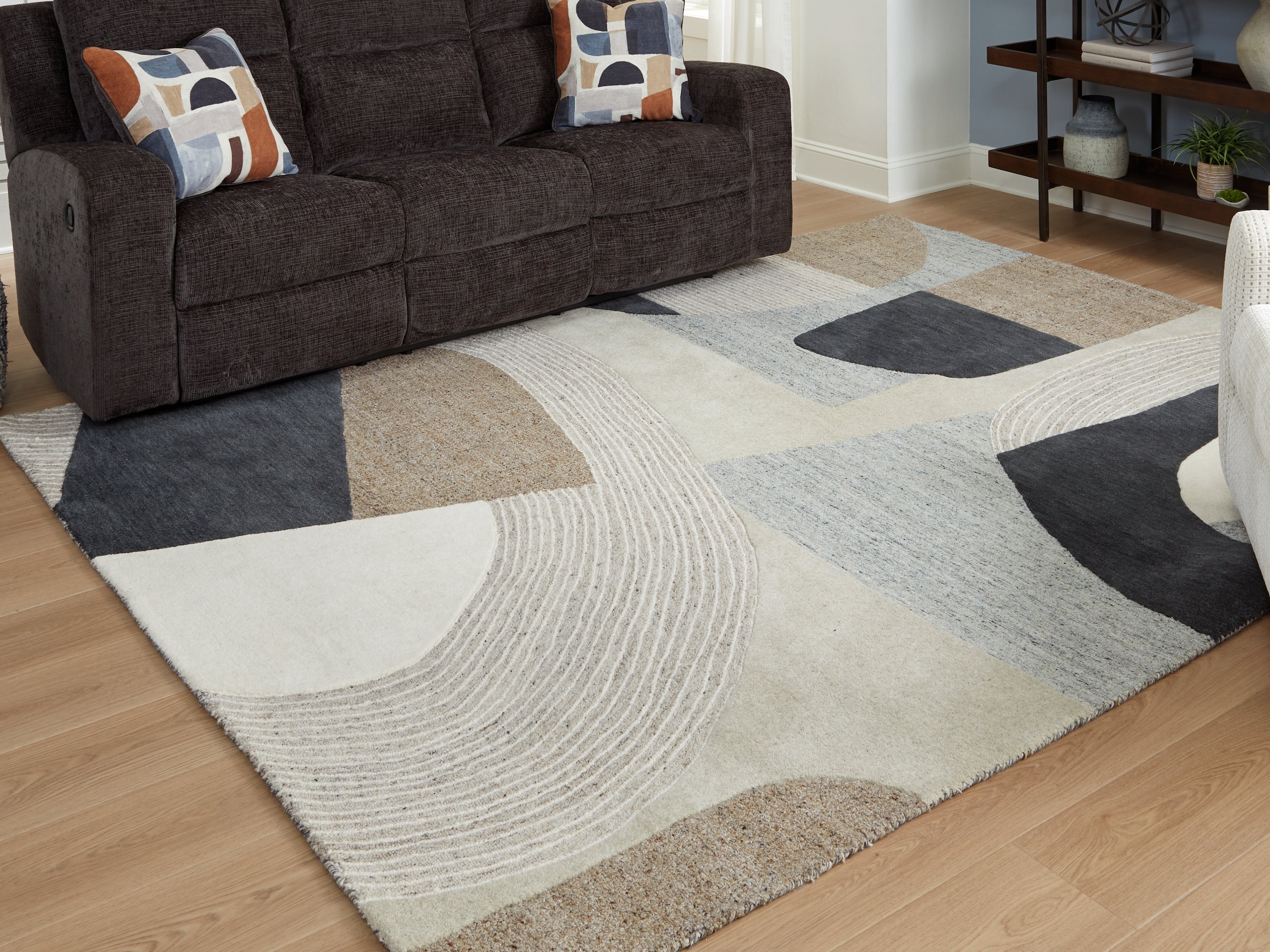 Sectionals for Less - Ashley Furniture - Edrickhill Rug - 8' x 10' Rug / Grayish Teal/Taupe/Cream - R407121