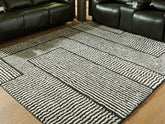 Sectionals for Less - Ashley Furniture - Kurtmen Rug - 5' x 7' Area Rug / Black/Ivory - R407592