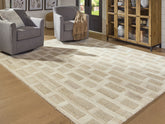 Sectionals for Less - Ashley Furniture - Lisgrove Rug - 7'8" x 10' Area Rug / Tan/Brown/White - R407711