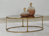 Sectionals for Less - Ashley Furniture - Korajane Coffee Table - Oval Cocktail Table / Antique Gold - T399-0