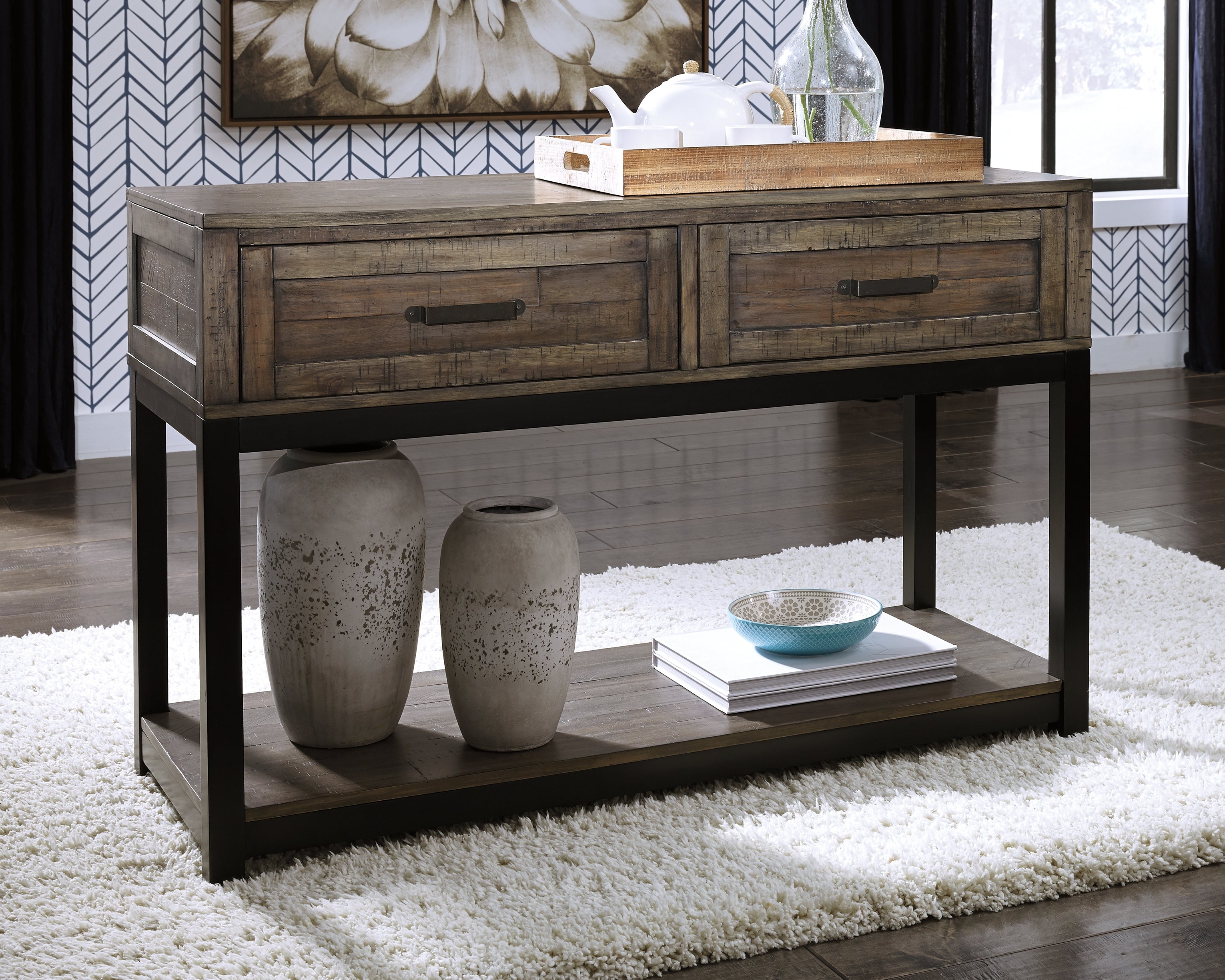 Sectionals for Less - Ashley Furniture - Johurst Sofa/Console Table - Sofa Table / Grayish Brown - T444-4
