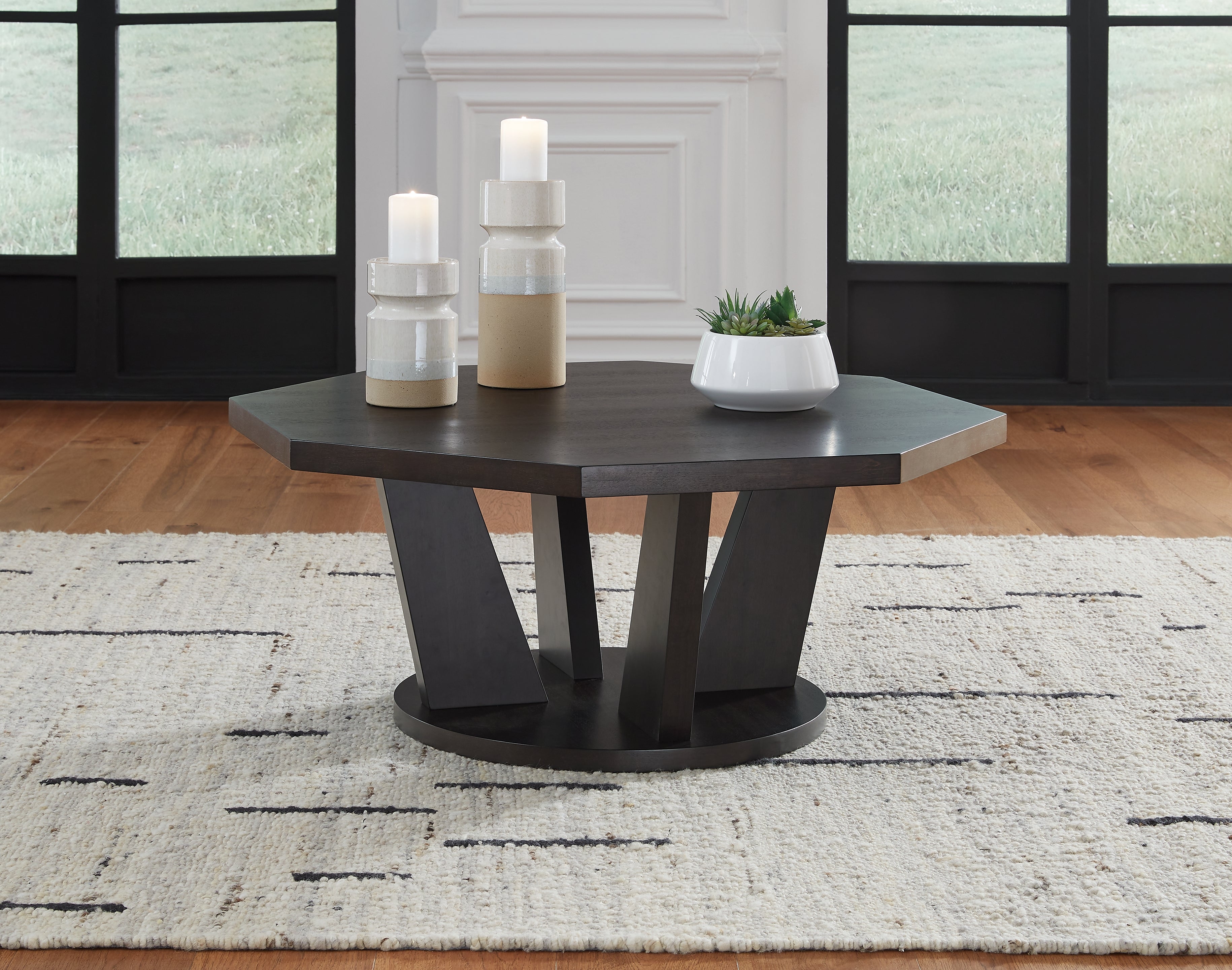 Sectionals for Less - Ashley Furniture - Chasinfield Coffee Table - Octagon Cocktail Table / Dark Brown - T458-8