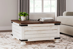 Sectionals for Less - Ashley Furniture - Wystfield Coffee Table - Cocktail Table with Storage / White/Brown - T459-20
