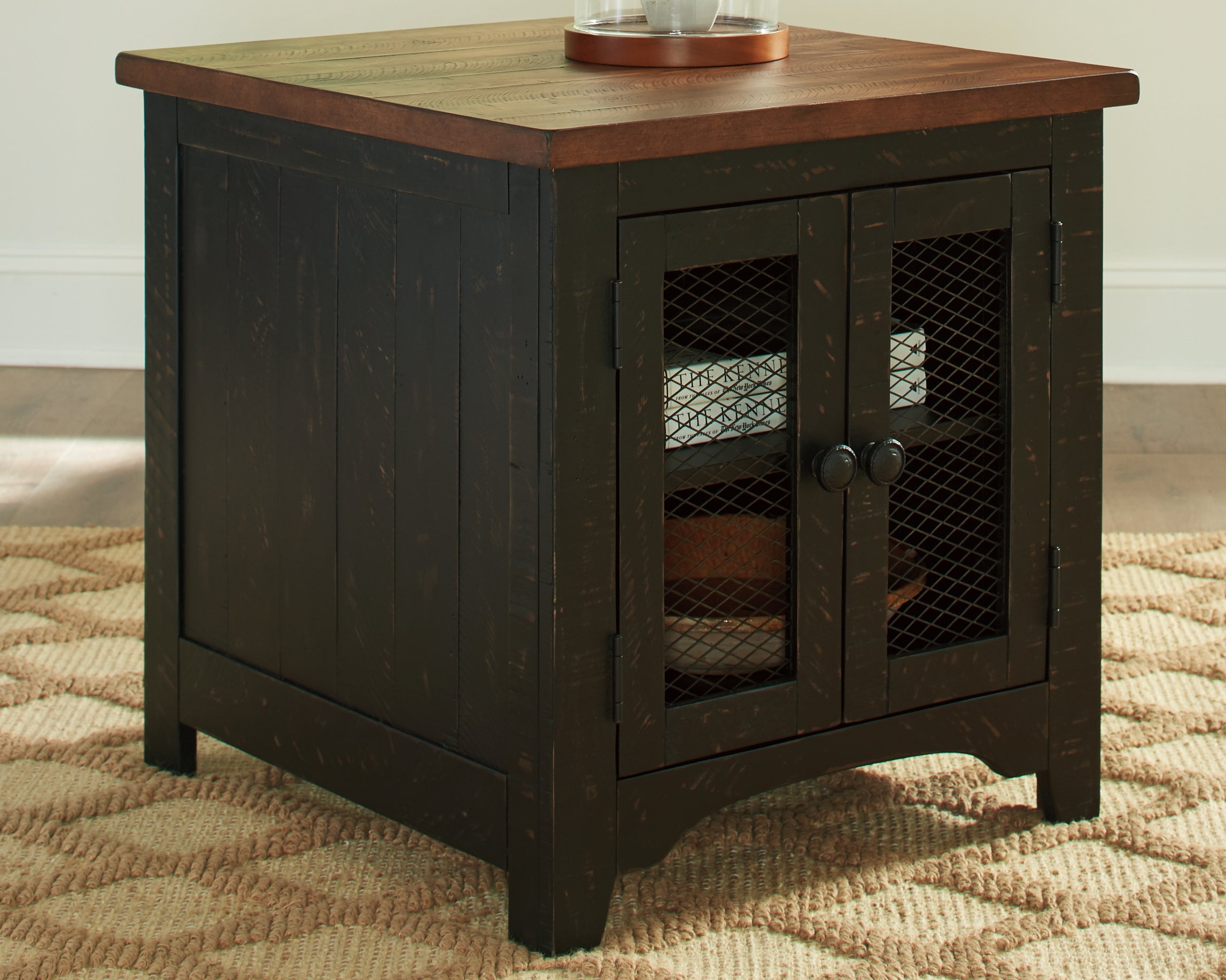 Sectionals for Less - Ashley Furniture - Valebeck End Table - Rectangular End Table / Black/Brown - T468-3