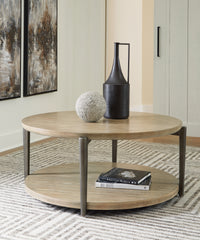 Sectionals for Less - Ashley Furniture - Dyonton Coffee Table - Round Cocktail Table / Light Grayish Brown - T574-8