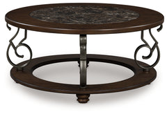 Sectionals for Less - Ashley Furniture - Frallyn Coffee Table - Round Cocktail Table / Dark Brown - T623-8