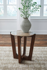 Sectionals for Less - Ashley Furniture - Tanidore End Table - Round End Table / Warm Brown - T667-6