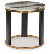 Sectionals for Less - Ashley Furniture - Jazmore End Table - Round End Table / Brown/Brass Finish - T671-6