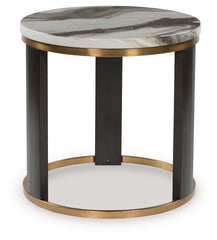 Sectionals for Less - Ashley Furniture - Jazmore End Table - Round End Table / Brown/Brass Finish - T671-6