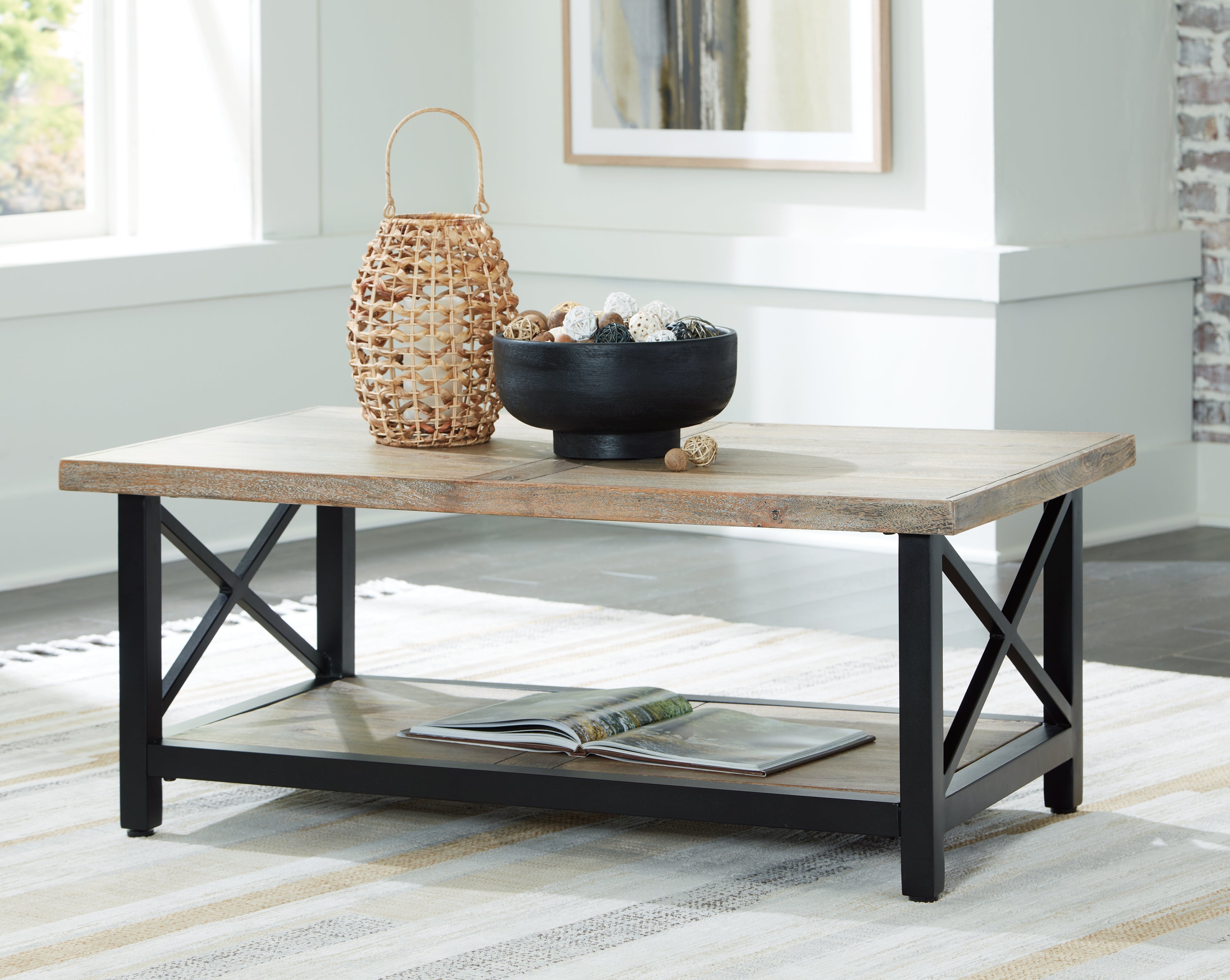 Sectionals for Less - Ashley Furniture - Bristenfort Coffee Table - Rectangular Cocktail Table / Brown/Black - T685-1