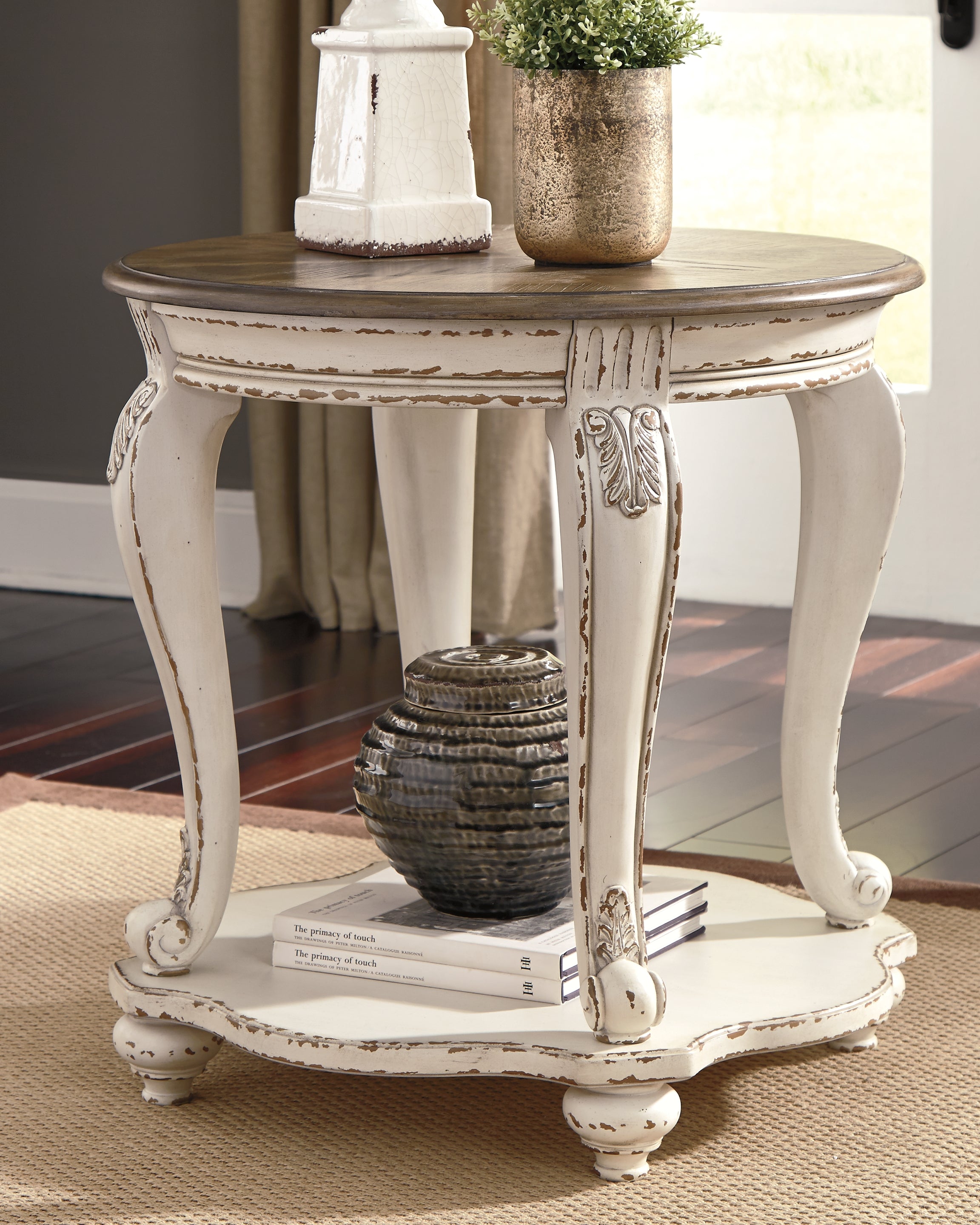 Sectionals for Less - Ashley Furniture - Realyn End Table - Round End Table / White/Brown - T743-6