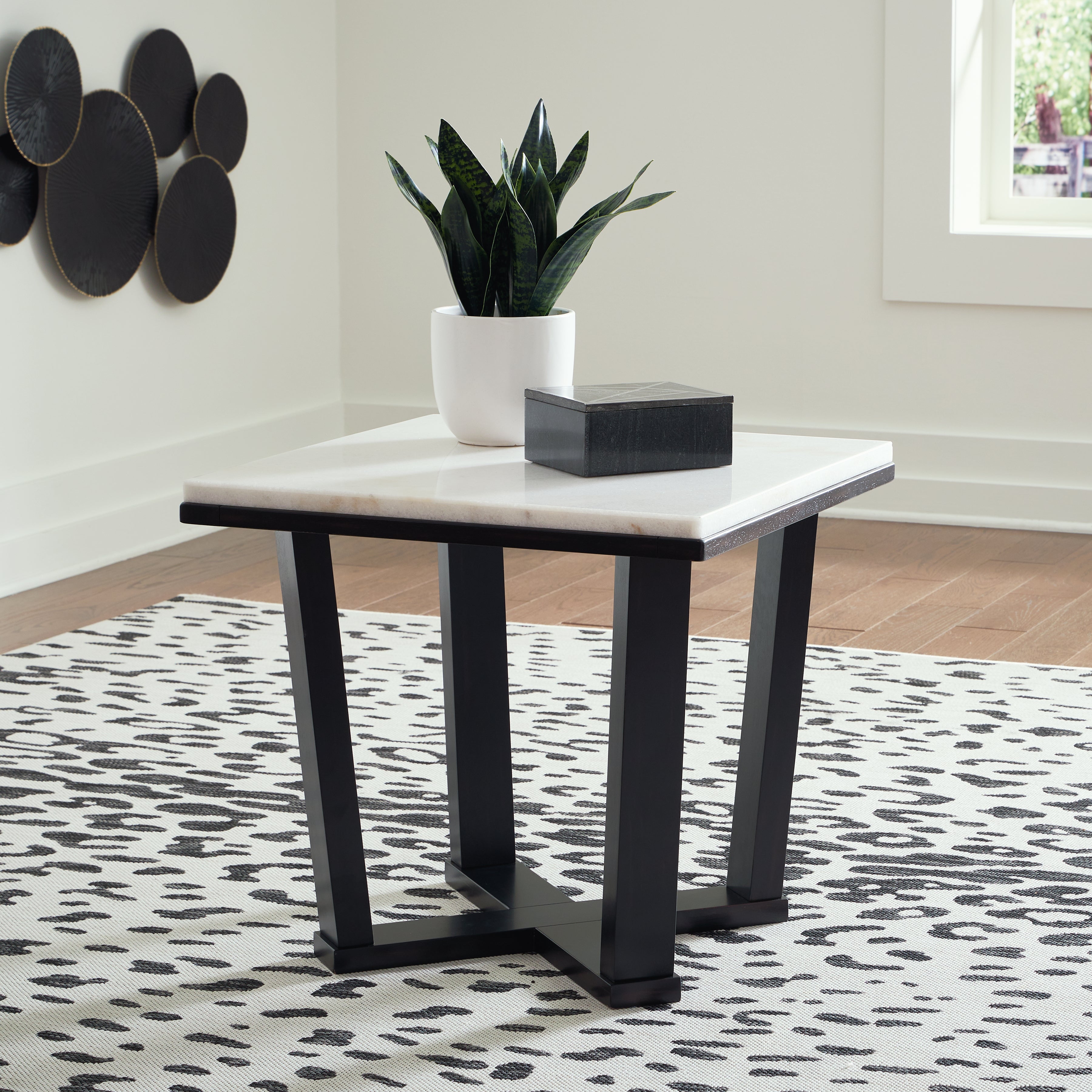 Sectionals for Less - Ashley Furniture - Fostead End Table - Square End Table / White/Espresso - T770-2