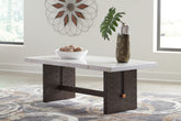 Sectionals for Less - Ashley Furniture - Burkhaus Coffee Table - Rectangular Cocktail Table / White/Dark Brown - T779-1