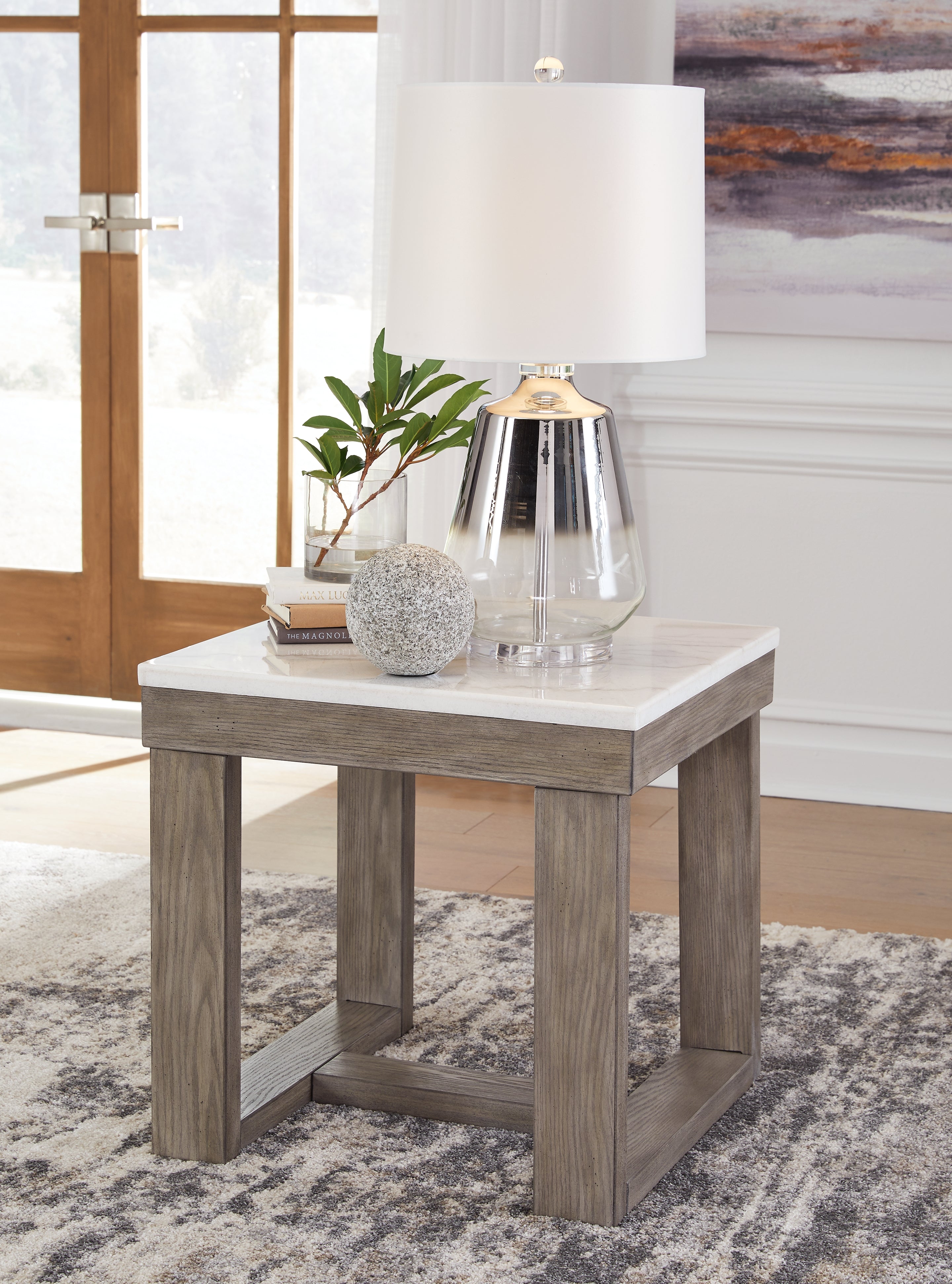 Sectionals for Less - Ashley Furniture - Loyaska End Table - Rectangular End Table / Grayish Brown/White - T854-3