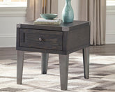 Sectionals for Less - Ashley Furniture - Todoe End Table with USB Ports & Outlets - Rectangular End Table / Dark Gray - T901-3