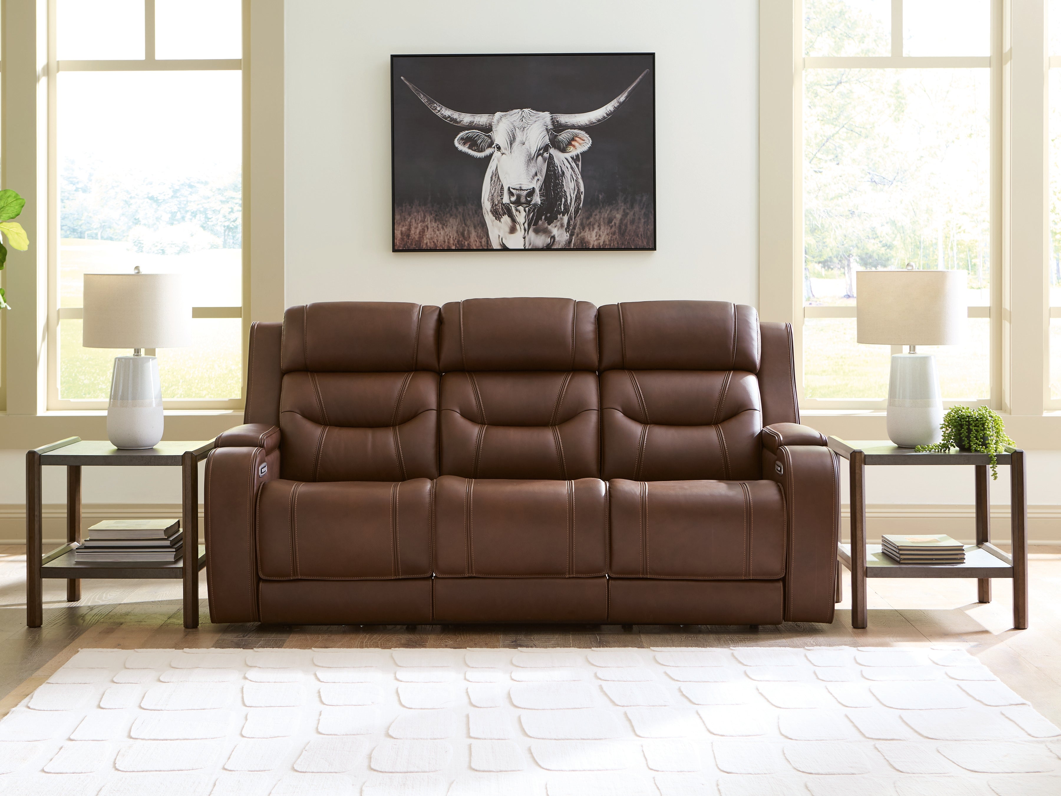 Sectionals for Less - Ashley Furniture - Knightington Living Room - Power Recliner w/Audio Seating / Brown - PCU1160213A