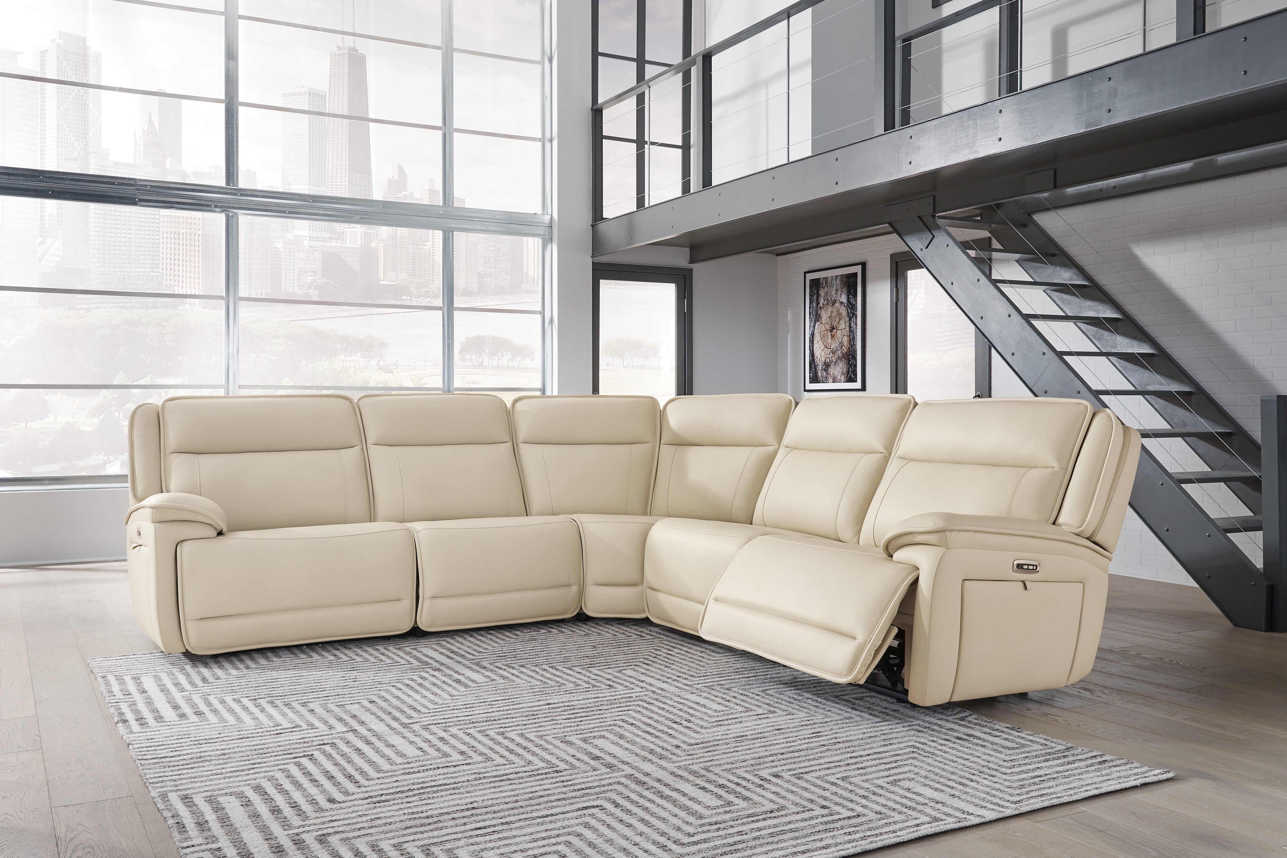 Sectionals for Less - Ashley Furniture - Double Deal Sectional - 5-Piece Reclining Sectional with Console / Almond - U13001S8