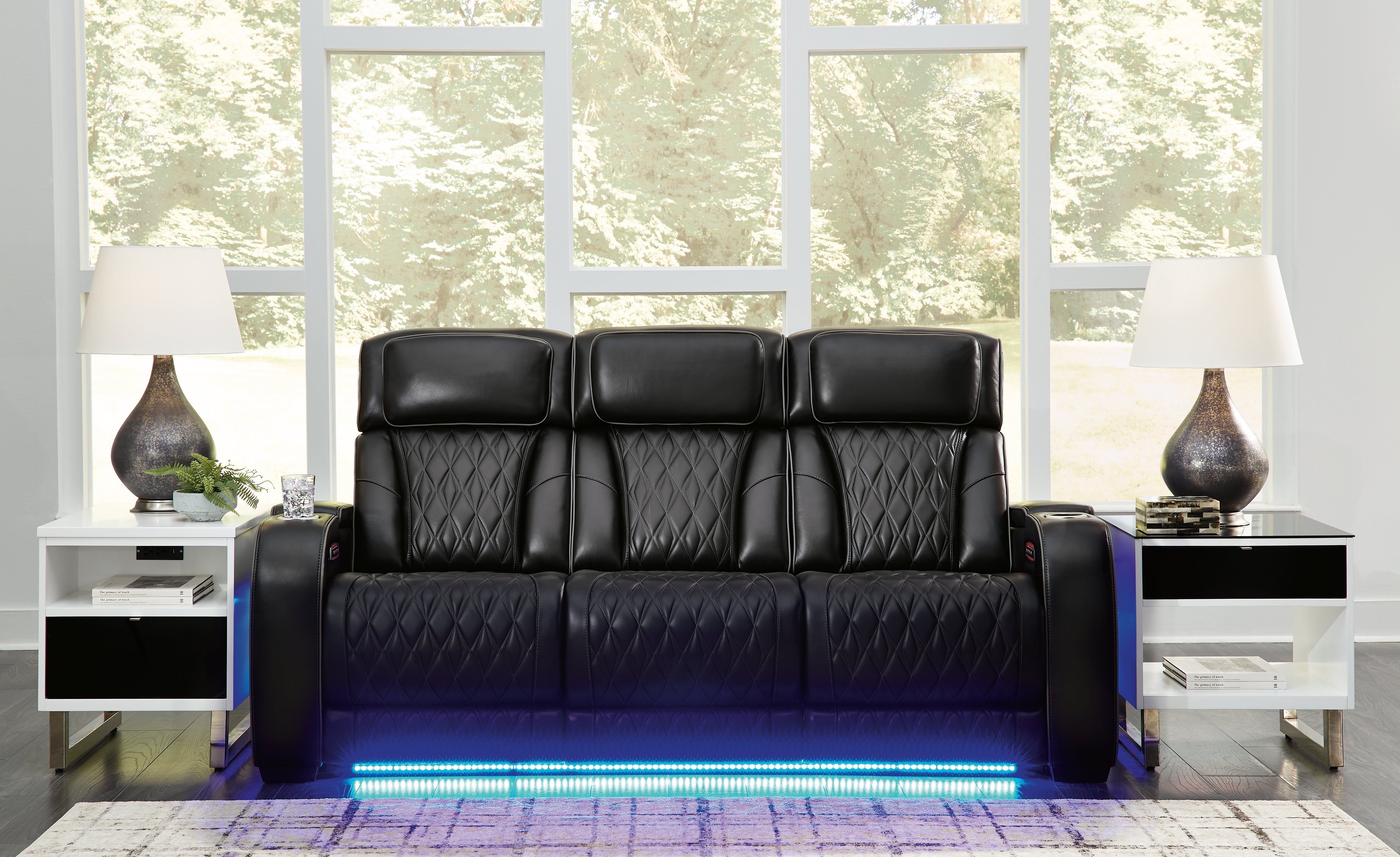 Sectionals for Less - Ashley Furniture - Boyington Living Room - PWR REC Loveseat/CON/ADJ HDRST / Black - U2710618