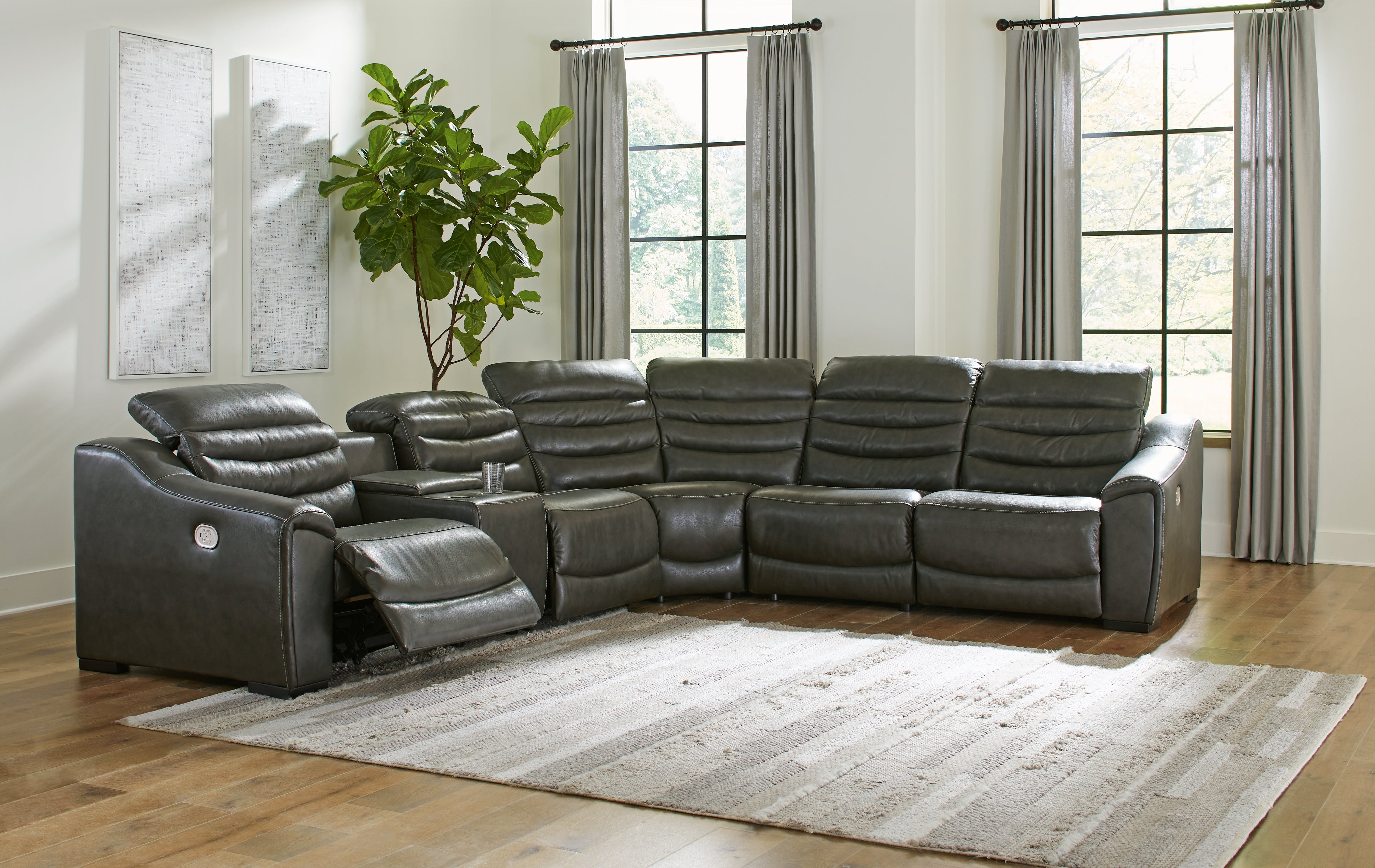 Sectionals for Less - Ashley Furniture - Center Line Sectional - 7-Piece Power Reclining Sectional / Dark Gray - U63404S7