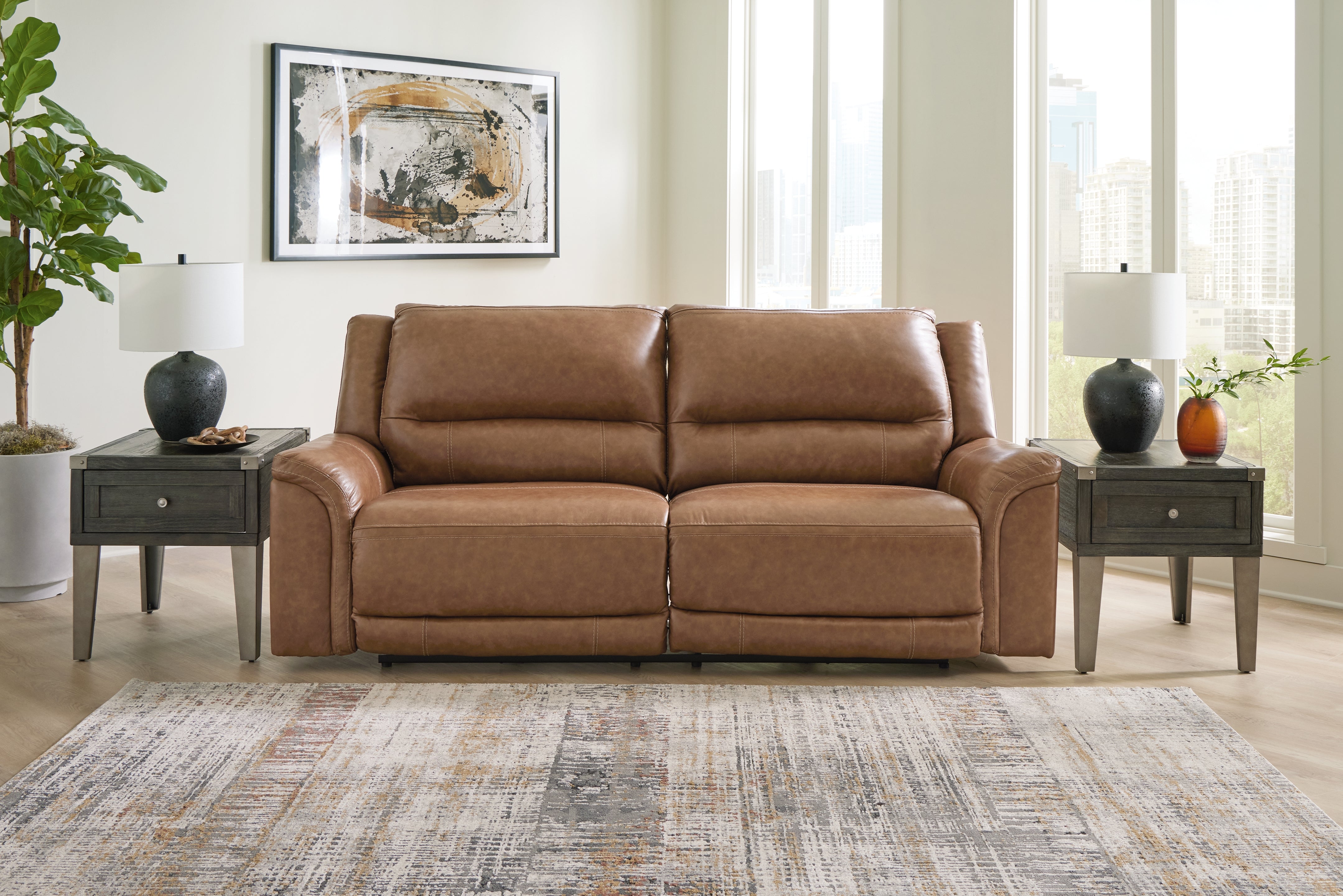 Sectionals for Less - Ashley Furniture - Trasimeno Living Room - 2 Seat PWR REC Sofa ADJ HDREST / Caramel - U8281547