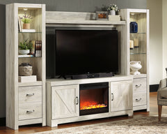 Sectionals for Less - Ashley Furniture - Bellaby 4-Piece Entertainment Center with Fireplace - 4-Piece Entertainment Center with Fireplace / Whitewash - W331W5