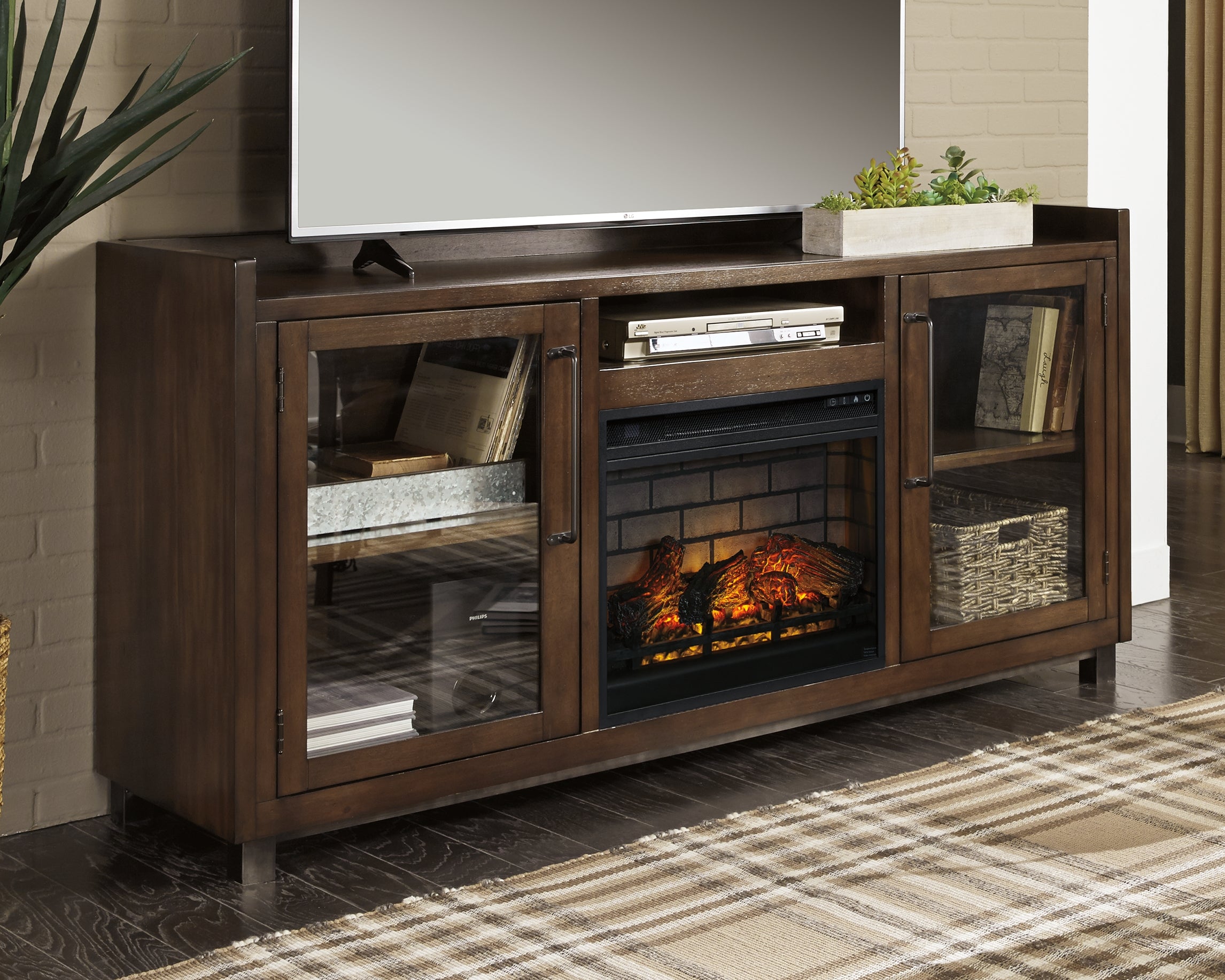 Sectionals for Less - Ashley Furniture - Starmore 70" TV Stand with Electric Fireplace - 70" TV Stand with Electric Fireplace / Brown - W633W5