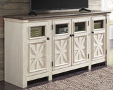 Sectionals for Less - Ashley Furniture - Bolanburg 74" TV Stand - 74" / White/Weathered Gray - W647-60